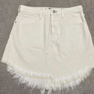 We the Free cream denim skirt with fringe hem size 27